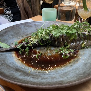 The Progress - Ginger steamed whole black cod, serranos, toasted sesame aged tamari - New American Near Me - San Francisco, California The Progress - Ginger steamed whole black cod, serranos, toasted sesame aged tamari - New American Near Me - San Francisco, California