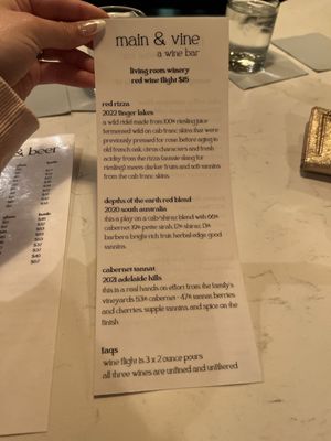 Menu photo 2 Main and Vine Wine Bar Fairport, NY Menu photo 2 Main and Vine Wine Bar Fairport, NY