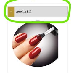 The Nail Lounge - This is from their website and it clearly says they do acrylics. Once you get there, though, they told me they did not do acrylic.