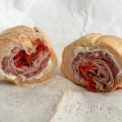 Hero Boy Sandwich Company - #33 with some mayo +roasted red peppers and a little spicy pepper spread.  Solid!