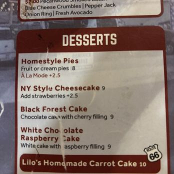 Westside Lilo's Cafe - Dessert menu - Breakfast & Brunch Near Me - Seligman, Arizona Westside Lilo's Cafe - Dessert menu - Breakfast & Brunch Near Me - Seligman, Arizona