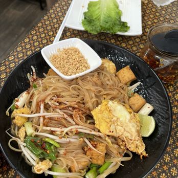 Thai Orchid - Incredible Medium-Hot Tofu Pad Thai with extra chili oil on the side - Thai Near Me - Columbus, Georgia Thai Orchid - Incredible Medium-Hot Tofu Pad Thai with extra chili oil on the side - Thai Near Me - Columbus, Georgia