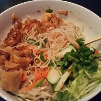 Cafe Mochi - Vietnamese noodle bowl with shrimp and spring rolls, also fantastic - Sushi Bars Near Me - St Louis, Missouri