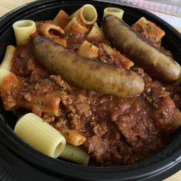 Pasta with meat sauce and sausage Pasta with meat sauce and sausage
