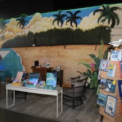 Bluewater Books & Charts - Cool mural and lounge area at Bluewater