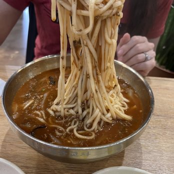 MDK Noodles - Spicy Kalguksu Spicy Knife Cut Noodle in Chicken Broth - Noodles Near Me - Houston, Texas MDK Noodles - Spicy Kalguksu Spicy Knife Cut Noodle in Chicken Broth - Noodles Near Me - Houston, Texas