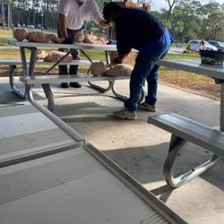 910 Cpr - Free event at Long Leaf Park.  CCC doing our part to demonstrate how lives can be saved if more Americans know CPR and how to use an AED.