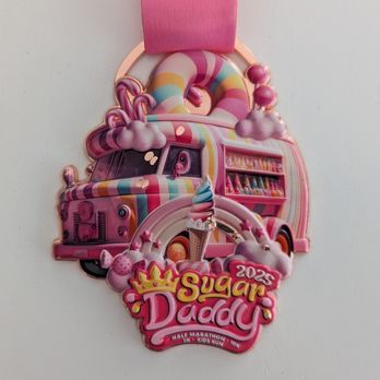 Sugar Daddy Half Marathon - 2025 close up of finisher medal - Races & Competitions Near Me - Santa Clarita, California Sugar Daddy Half Marathon - 2025 close up of finisher medal - Races & Competitions Near Me - Santa Clarita, California