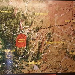 Museo Zacatecano Huichol - Map of Huichol/wixarika territory.