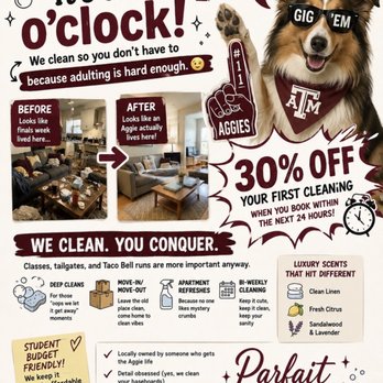 Parfait Precision Cleaning - Here's the deal: Your friend gets 30% OFF their first cleaning when they book within the next 24 hours. YOU get 15% OFF your next clea - Home Cleaning Near Me - College Station, Texas Parfait Precision Cleaning - Here's the deal: Your friend gets 30% OFF their first cleaning when they book within the next 24 hours. YOU get 15% OFF your next clea - Home Cleaning Near Me - College Station, Texas