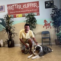 Dad and Ozzie at Critter Clippers. Dad and Ozzie at Critter Clippers.