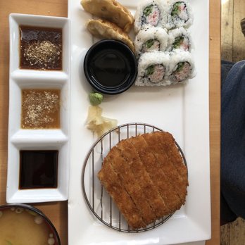 Jacob's Noodle & Cutlet - Pork cutlet and Cali roll combo + Gyoza - Japanese Near Me - Kamloops, British Columbia