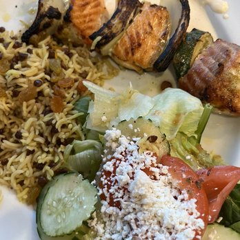 Pom & Olive - Salmon Kebab - Mediterranean Near Me - Costa Mesa, California Pom & Olive - Salmon Kebab - Mediterranean Near Me - Costa Mesa, California