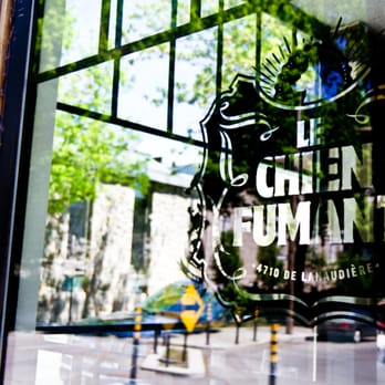 Le Chien Fumant - a sign in a window - Canadian (New) Near Me - Montreal, Quebec Le Chien Fumant - a sign in a window - Canadian (New) Near Me - Montreal, Quebec