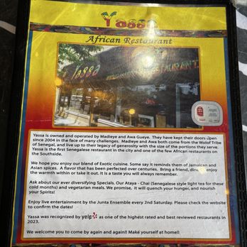 Yassa African Restaurant - Full menu - Senegalese Near Me - Chicago, Illinois