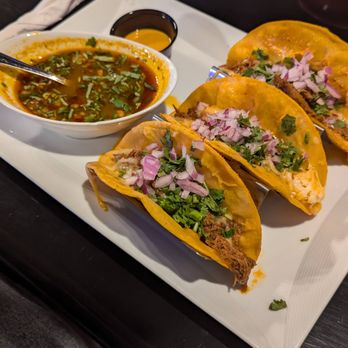 Tulum Bar & Grill - Birria tacos with a delicious consomme for dipping! - Mexican Near Me - Winston-Salem, North Carolina