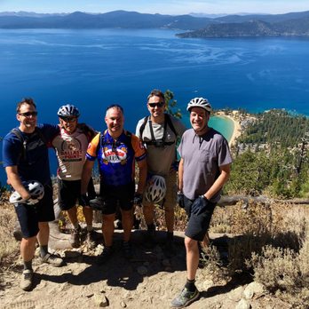 Flume Trail Bikes - At one of the many, many spectacular views. - Bike Rentals Near Me - Incline Village, Nevada Flume Trail Bikes - At one of the many, many spectacular views. - Bike Rentals Near Me - Incline Village, Nevada