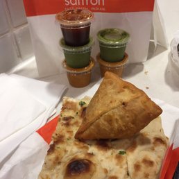 Garlic naan and Samosa