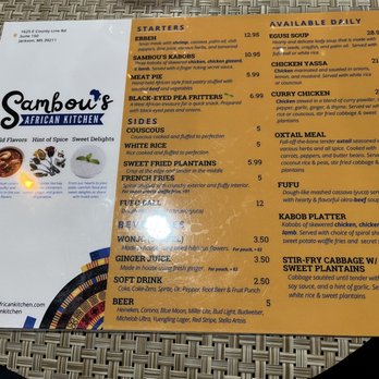 Sambou’s African Kitchen - Menu - African Near Me - Jackson, Mississippi Sambou’s African Kitchen - Menu - African Near Me - Jackson, Mississippi