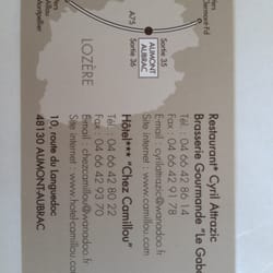 Chez Camillou Brasserie - Carte de visite