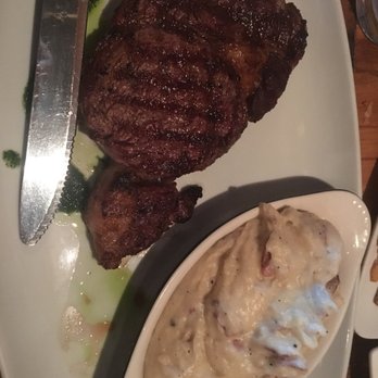 Broken Bit Steakhouse - 14 oz Rib eye with creamy garlic mashed potatoes - Steakhouses Near Me - Quartz Hill, California