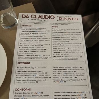 Da Claudio - Menu - Italian Near Me - New York, New York