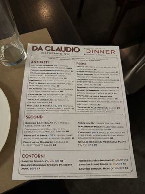Menu photo 2 Da Claudio New York, NY
