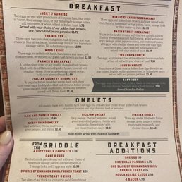 Breakfast menu Breakfast menu