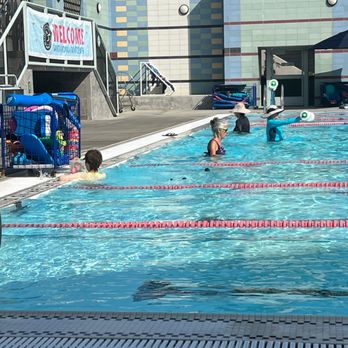 Swim with Heart - One kid by himself across the pool, owner mikey with her back to him and 4 kids with 2 instructors because 2 didn't show. - Swimming Lessons/Schools Near Me - Santa Monica, California
