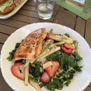 Lake Park Diner - Brussels Pomegranate Salad with Salmon - New American Near Me - Naples, Florida Lake Park Diner - Brussels Pomegranate Salad with Salmon - New American Near Me - Naples, Florida