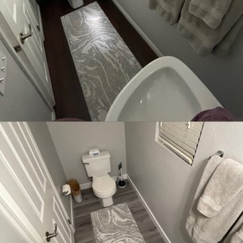 Coastline Flooring inc - Half bath before and after - Flooring Near Me