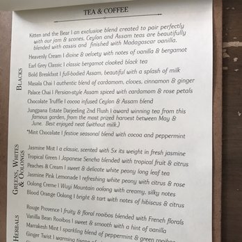 Kitten and the Bear - Tea menu. - Coffee & Tea Near Me - Toronto, Ontario Kitten and the Bear - Tea menu. - Coffee & Tea Near Me - Toronto, Ontario