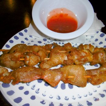 Daleng Restaurant - Chicken on a stick w/ sweet chili sauce - Thai Near Me - Philadelphia, Pennsylvania