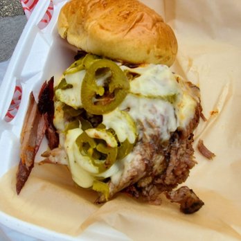 Smohk RVA BBQ - All of my exes brisket sandwich with xxx sauce! Super spicy! - Barbeque Near Me - Richmond, Virginia Smohk RVA BBQ - All of my exes brisket sandwich with xxx sauce! Super spicy! - Barbeque Near Me - Richmond, Virginia