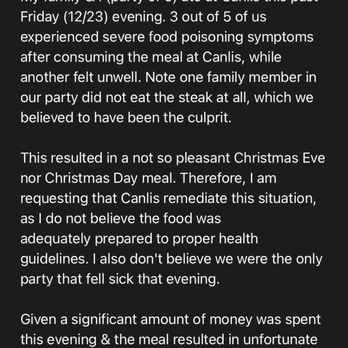 Canlis - Lame response from Kelsey at Canlis regarding the food poisoning caused by their undercooked brisket on 12/23. - New American Near Me - Seattle, Washington