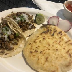 Tesoro Beach - Carne asada Street tacos, and cheese pupusa