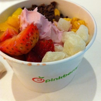Pinkberry - Pome flavor medium plus unlimited toppings $5.95 - Ice Cream & Frozen Yogurt Near Me - Elk Grove, California Pinkberry - Pome flavor medium plus unlimited toppings $5.95 - Ice Cream & Frozen Yogurt Near Me - Elk Grove, California