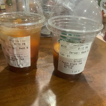 Phuc Long - Peach tea with ice and one with out - Coffee & Tea Near Me - Garden Grove, California