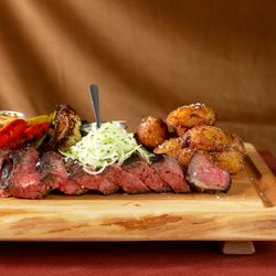 The Ridge - Dry Aged Steak for Two, craft with house aged steak, cauliflower cheese, roasted carrots, cabbage, pub potatoes, and veal demi