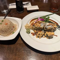Bagel Roll and Side of Fried Rice. Bagel Roll and Side of Fried Rice.