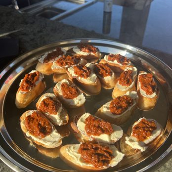 Jillian Fae Chef Services - Roasted Red Pepper & Sun Dried Tomato Mascarpone Crostini - Personal Chefs Near Me