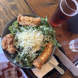 Kale Caesar with Fried Chicken