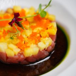 Tuna Tar-Tar. Pineapple and tobiko caviar.