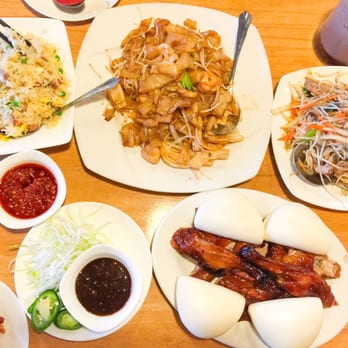 Ming's BBQ - Seafood chow fun, beef fried rice, half duck, with a duck stir fried salad they prepared with left over duck - Barbeque Near Me - Duluth, Georgia