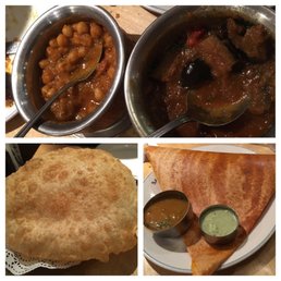 Chickpeas, eggplant, battura, dosa