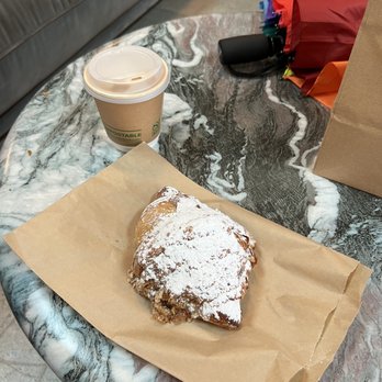 Rye Goods - Almond croissant and latte. - Bakeries Near Me - Tustin, California Rye Goods - Almond croissant and latte. - Bakeries Near Me - Tustin, California