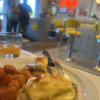Over Easy - Chandler - Traditional Eggs Benedict with tater tots, Very Good! - Breakfast & Brunch Near Me - Chandler, Arizona Over Easy - Chandler - Traditional Eggs Benedict with tater tots, Very Good! - Breakfast & Brunch Near Me - Chandler, Arizona