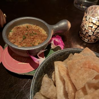 Three Dots and A Dash - Thai Curry Crab Rangoon Dip - Asian Fusion Near Me - Chicago, Illinois Three Dots and A Dash - Thai Curry Crab Rangoon Dip - Asian Fusion Near Me - Chicago, Illinois