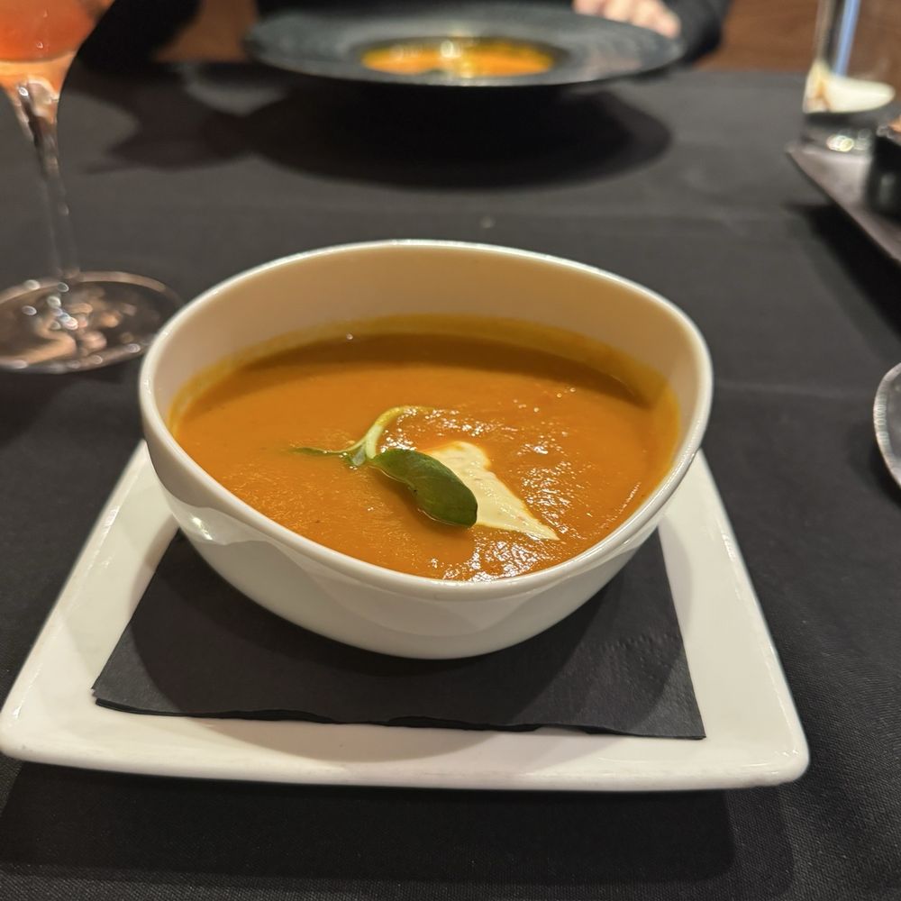Tomato and sweet potato bisque which Tomato and sweet potato bisque which