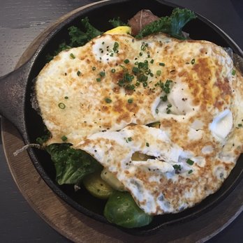 Feast + Revel - Farmer eggs with duck confit, Brussel sprouts, bacon and sweet potatoes - Canadian (New) Near Me - Ottawa, Ontario